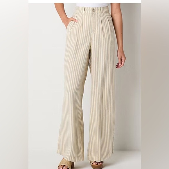 a. n.a Grey Stripe Loose Fit Straight Trouser Size 14 NWT - Picture 1 of 6